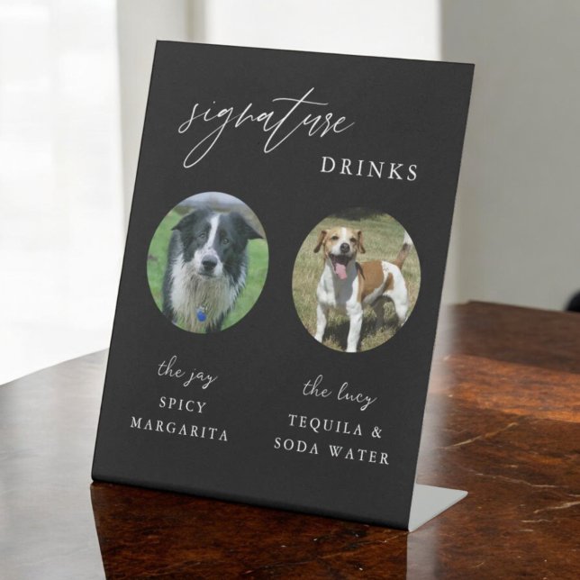 Signe De Table Black Mariage Chien Signature Cocktail Bar Signal (Créateur téléchargé)