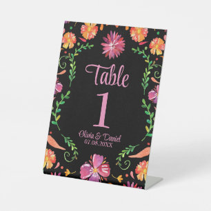 Signe De Table Black Mexican Fiesta Floral Mariage Numéro de tabl