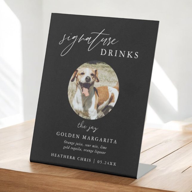 Signe De Table Black Pet Signature Boissons Bar Mariage (Créateur téléchargé)