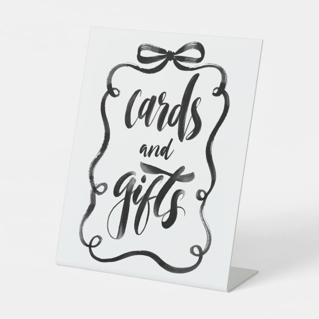 Signe De Table Black Ribbon Bow Cards and Gifts Bridal Shower (Recto)