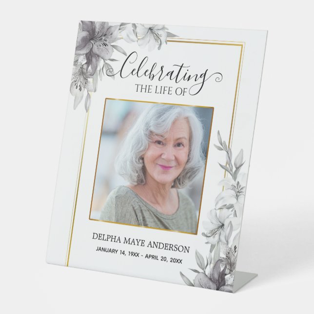 Signe De Table Black, White Gold Minimalist Funeral  (Recto)