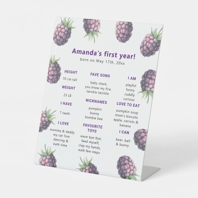 Signe De Table Blackberry Premier anniversaire Jalon Anniversaire (Recto)