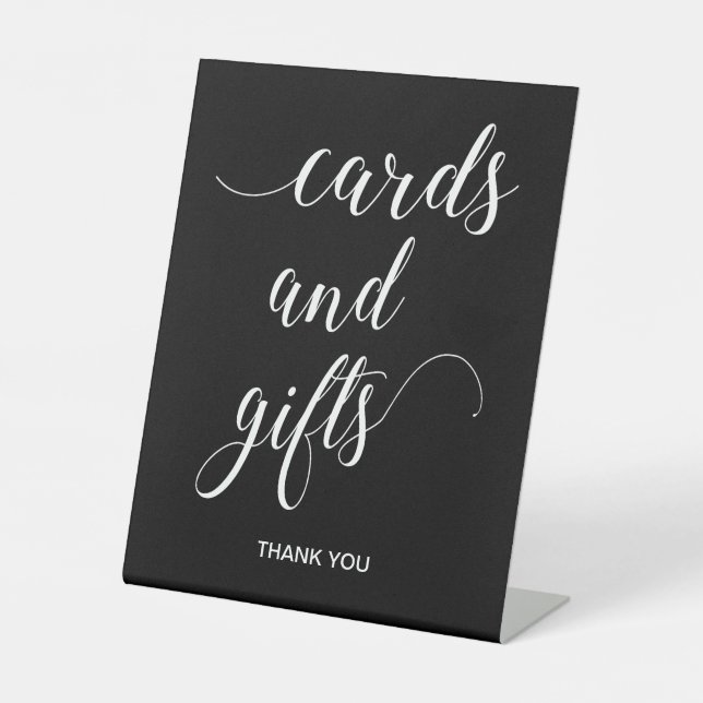 Signe De Table Blanc sur Noir Cartes de Mariage et Table Cadeaux (Recto)