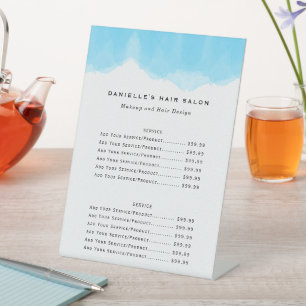 Signe De Table Bleu Aquarelle Mode Biz Menu Service