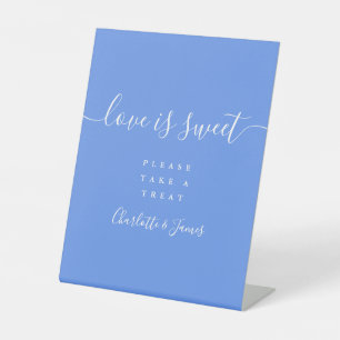 Signe De Table Bleu Barbeau Élégant Script L'Amour Est Une Faveur