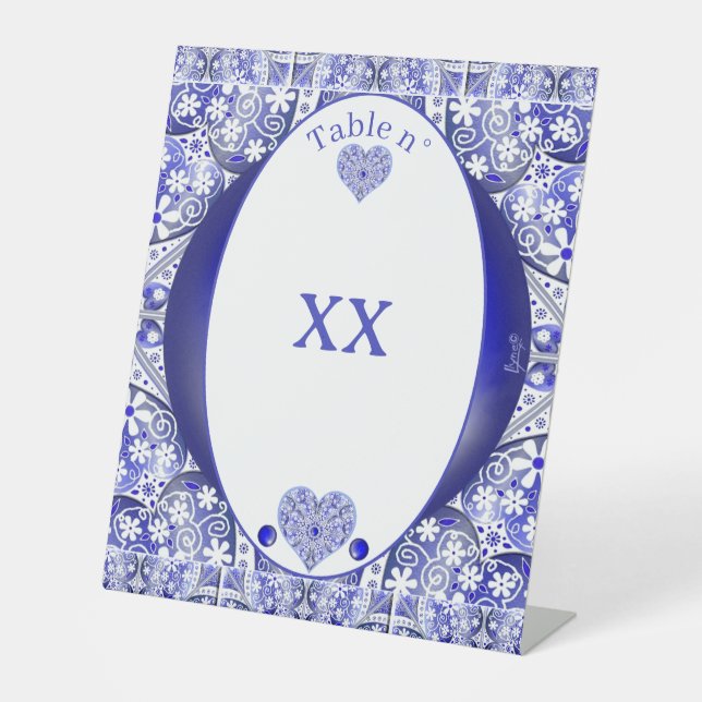 Signe De Table Bleu de dentelle en céramique de Grèce (Recto)