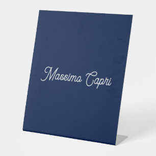 Signe De Table Bleu foncé Élégant Casual Propre Nom Écriture manu