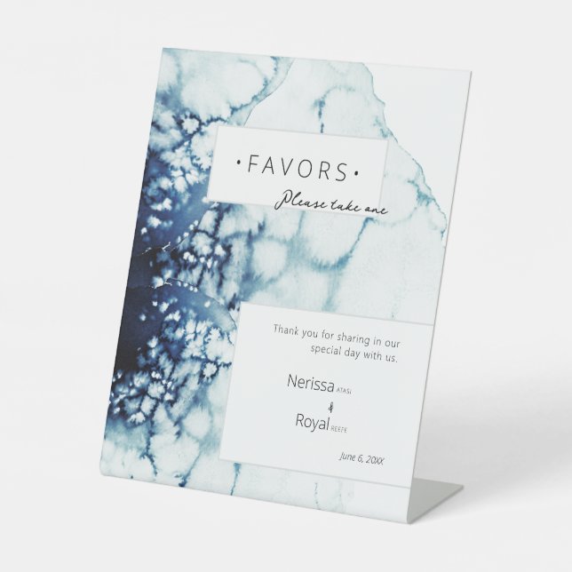 Signe De Table Bleu Nautique Destination mariage Faveurs (Recto)