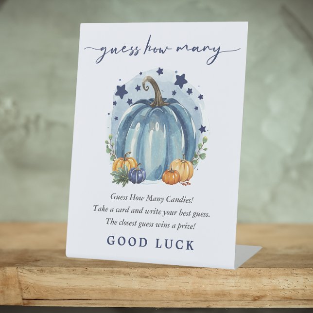 Signe De Table Bleu Petit Citrouille Bébé Garçon Douche Devant Co (Créateur téléchargé)