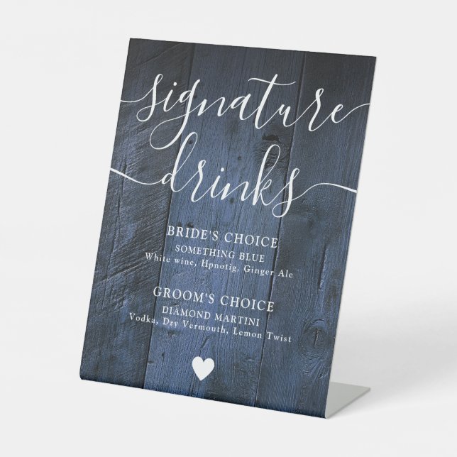 Signe De Table Bleu Rustique Boho Grange Signature Boissons (Recto)