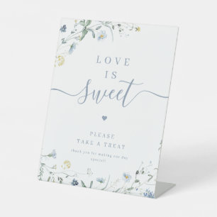 Signe De Table Bleu script Fleur sauvage rustique L'amour est dou