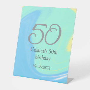 Signe De Table bleu vert gris 50e anniversaire ajouter nom date r