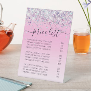 Signe De Table Bling Holographic Parties scintillant Liste de pri