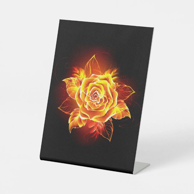 Signe De Table Blooming Fire Rose (Recto)