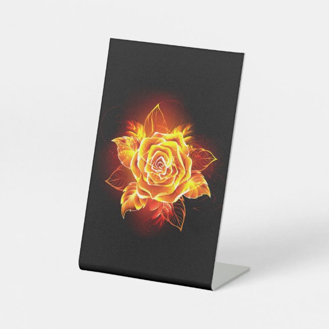 Signe De Table Blooming Fire Rose (Recto)