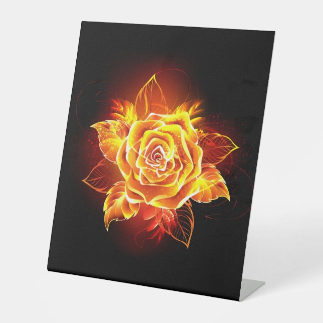 Signe De Table Blooming Fire Rose (Recto)