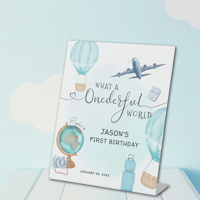Signe De Table Blue Boy ONE derful World First Birthday (Créateur téléchargé)