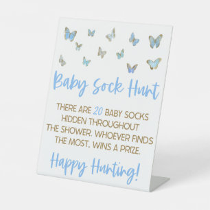 Signe De Table Blue Butterfly Baby Chasse Baby shower Jeu