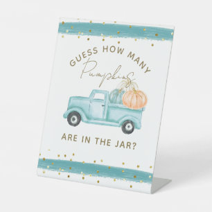 Signe De Table Blue Citrouille Truck Guides Citrouille Baby showe