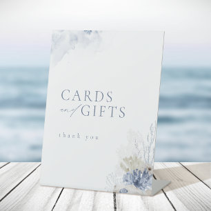 Signe De Table Blue Coral Seashells Plage Cartes de Mariage & Cad