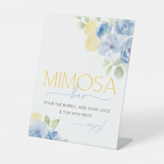 Signe De Table Blue Floral Main Squeeze Bridal Shower Mimosa Bar