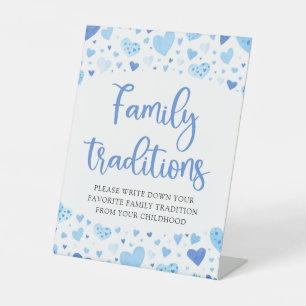 Signe De Table Blue Heart Valentine Family Traditions Baby shower
