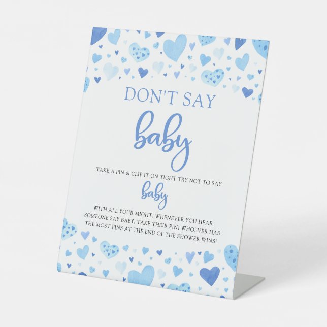 Signe De Table Blue Hearts Valentine ne pas dire Baby shower jeu (Recto)