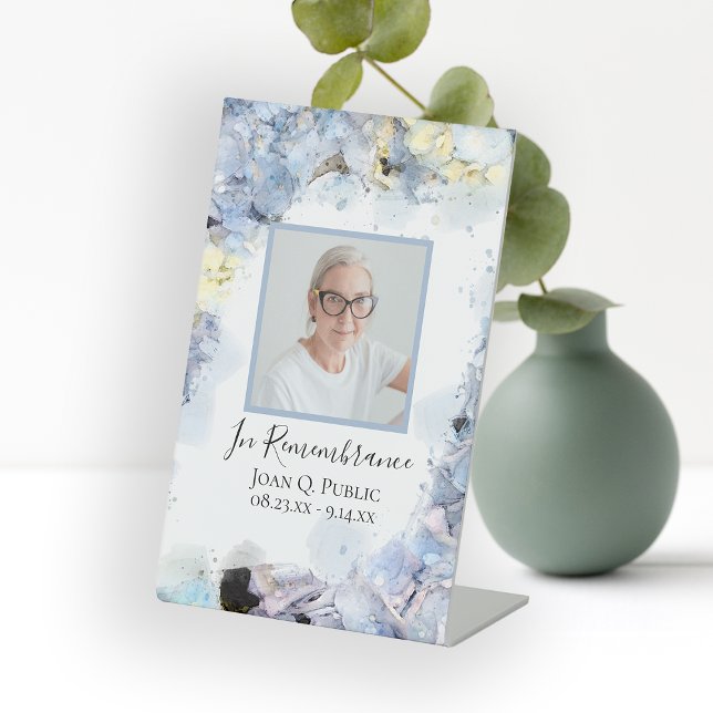 Signe De Table Blue Hydrangea Aquarelle Célébration de la vie (Créateur téléchargé)