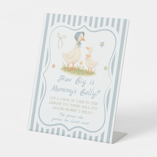 Signe De Table Blue Silly Goose Baby shower Quelle taille a son v (Recto)