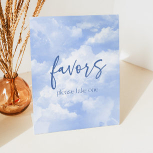 Signe De Table Blue Sparkly Clouds Party Faveurs