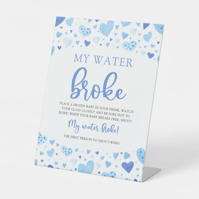 Signe De Table Blue Valentine Baby shower My Water Broke Jeu (Recto)