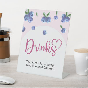 Signe De Table Blueberry Sweet Watercolor Girl Baby shower Boisso