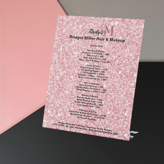 Signe De Table Blush Glitter Beauty salon monogram Price List 