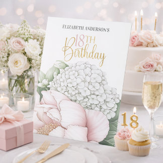 Signe De Table Blush Pink Peony Floral 18th Birthday 