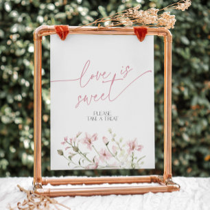 Signe De Table Blush rose Floral L'amour est doux, Prenez une gât