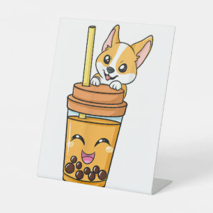 Signe De Table Boba Tapioca Perles Bubble Lait Thé Boire Corgi D