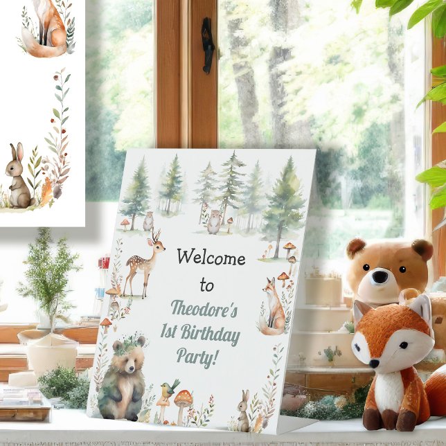 Signe De Table Boeuf animal mignon Forêt Ours 1er anniversaire (Créateur téléchargé)