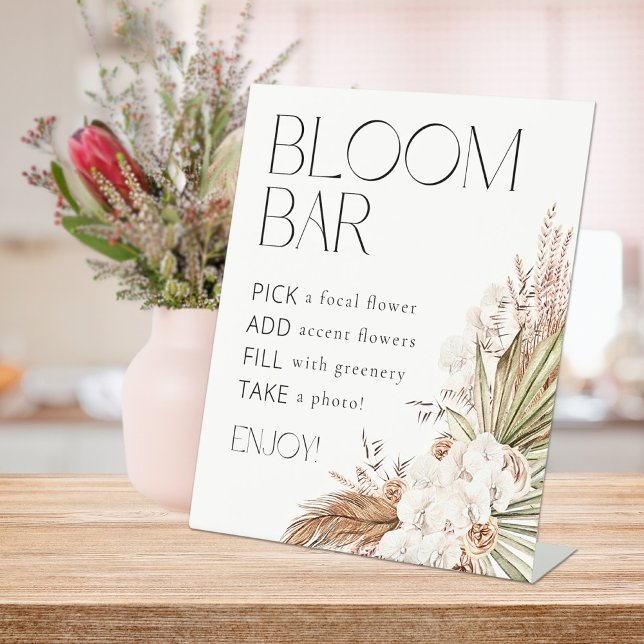 Signe De Table Bohème Floral & Plumes Fleurie Bar (Créateur téléchargé)