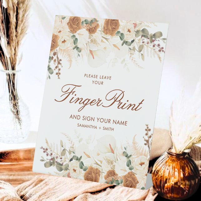 Signe De Table Bohemian Calla Lilies Fingerprint Guest (Créateur téléchargé)