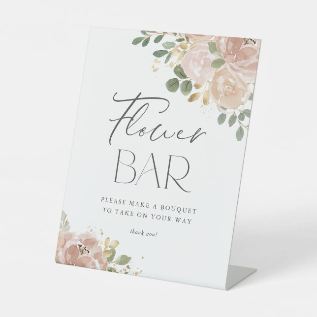Signe De Table Boho Aquarelle Mauve Peach Flowers Bar (Recto)