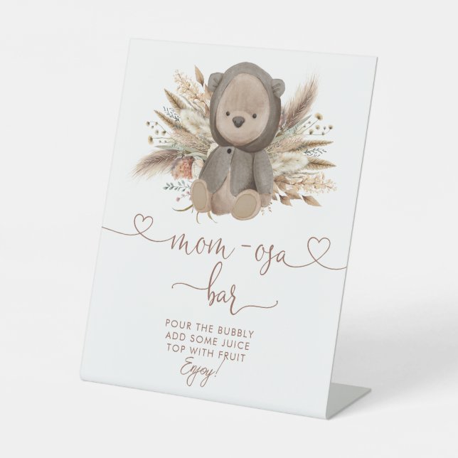 Signe De Table Boho Bear Baby shower Mom-osa Bar (Recto)