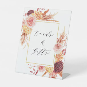 Signe De Table Boho Burgundy Terracotta Cartes et Cadeaux Floraux