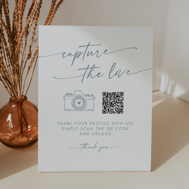 Signe De Table Boho Chic Ardoise Bleu Capturez le Mariage Amour (Créateur téléchargé)