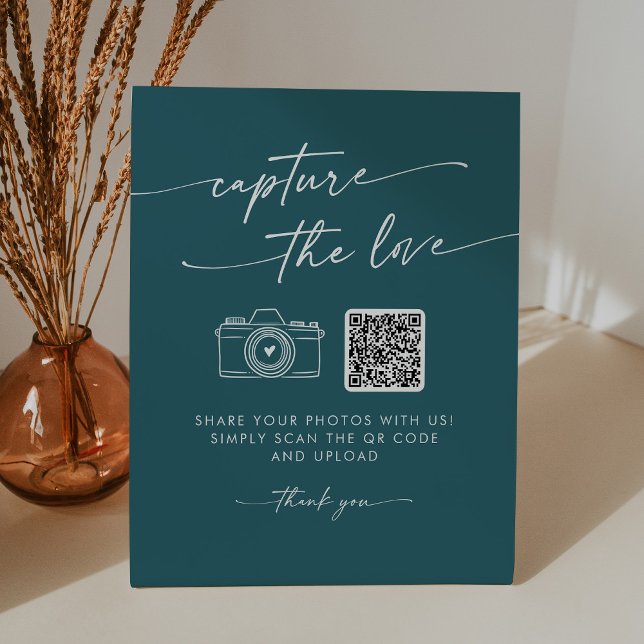 Signe De Table Boho Chic Bleu Turquoise Capturez le Mariage Amour (Créateur téléchargé)