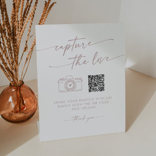 Signe De Table Boho Chic Blush Rose Capturez le Mariage d'amour