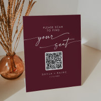 Boho Chic Bourgogne Rouge Siège graphique QR Code