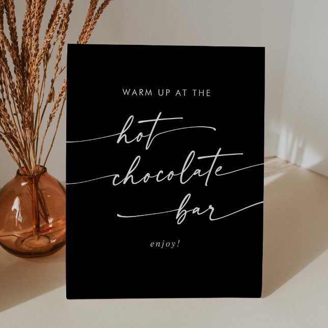 Signe De Table Boho Chic COULEUR ÉDITABLE Hot Chocolat Bar (Boho Chic COLOR EDITABLE Hot Chocolate Bar Pedestal Sign)