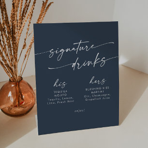 Signe De Table Boho Chic Dark Navy Bleu Mariage Signature Boisson