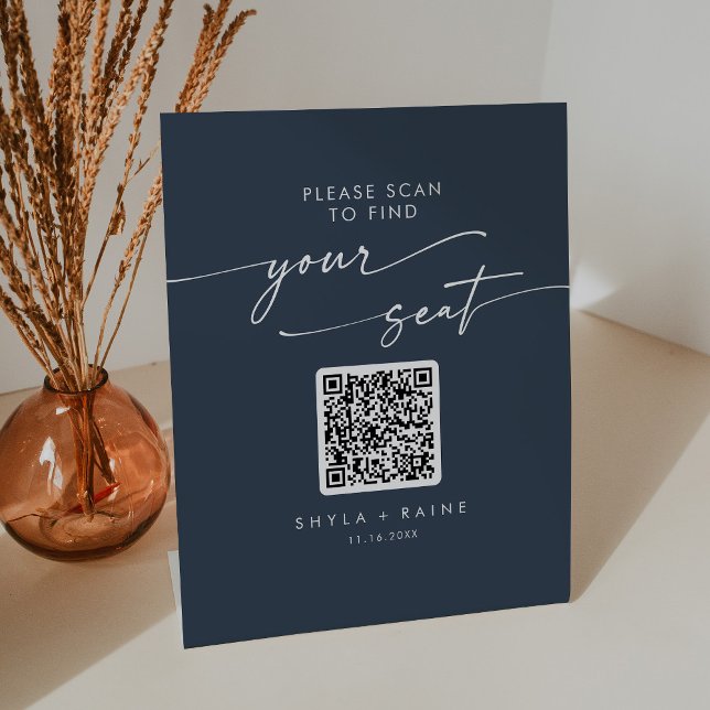 Signe De Table Boho Chic Dark Navy Bleu Seigneurs Graphique QR Co (Créateur téléchargé)