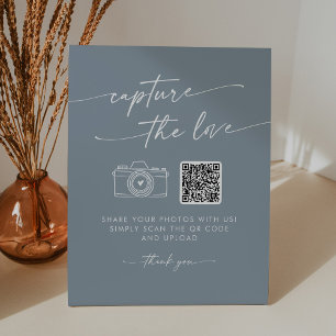 Signe De Table Boho Chic Dusty Blue Capturez le Mariage d'amour